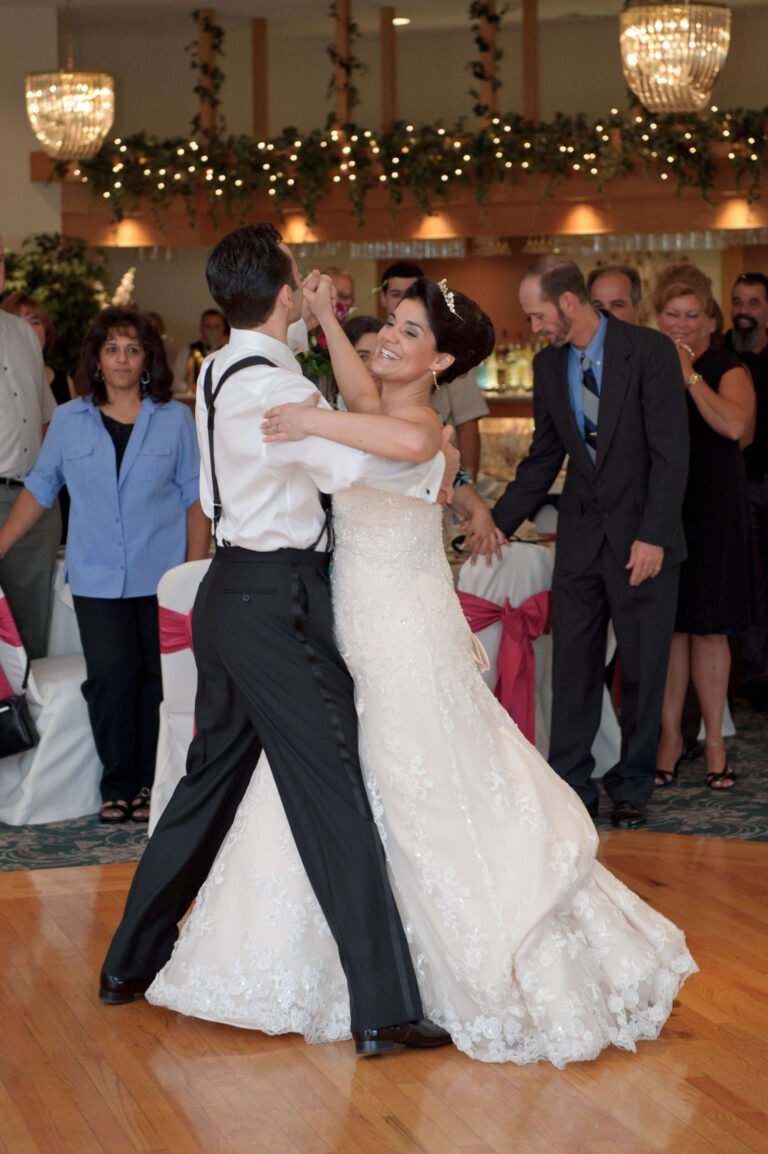 Newlyweds dancing at their wedding